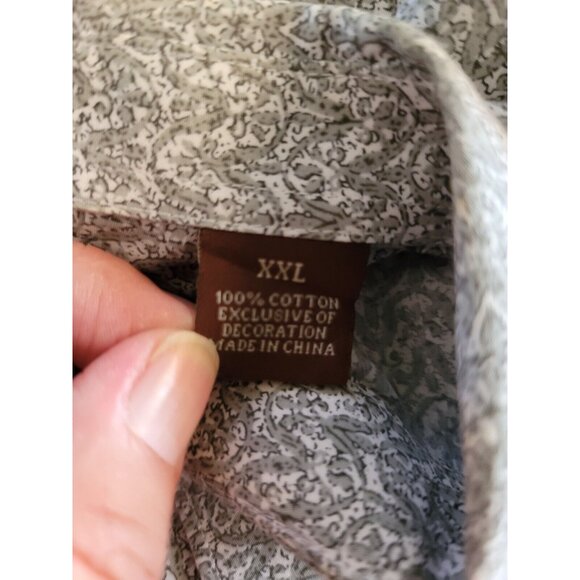 Perry Ellis Men's Long Sleeve Dress Shirt Gray & White Button Up Size XXL - Picture 6 of 8